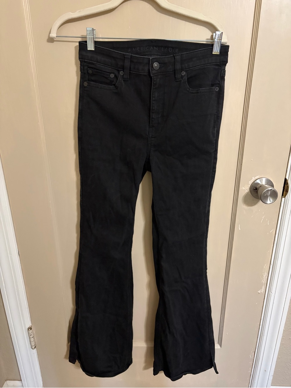 American Eagle Outfitters Black Flare Jeans - High Rise Wide Leg